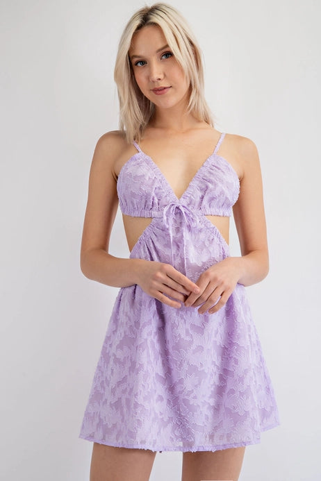 Lilac Floral Embroidered Chiffon Ruched Mini Dress – My Tribe Boutique