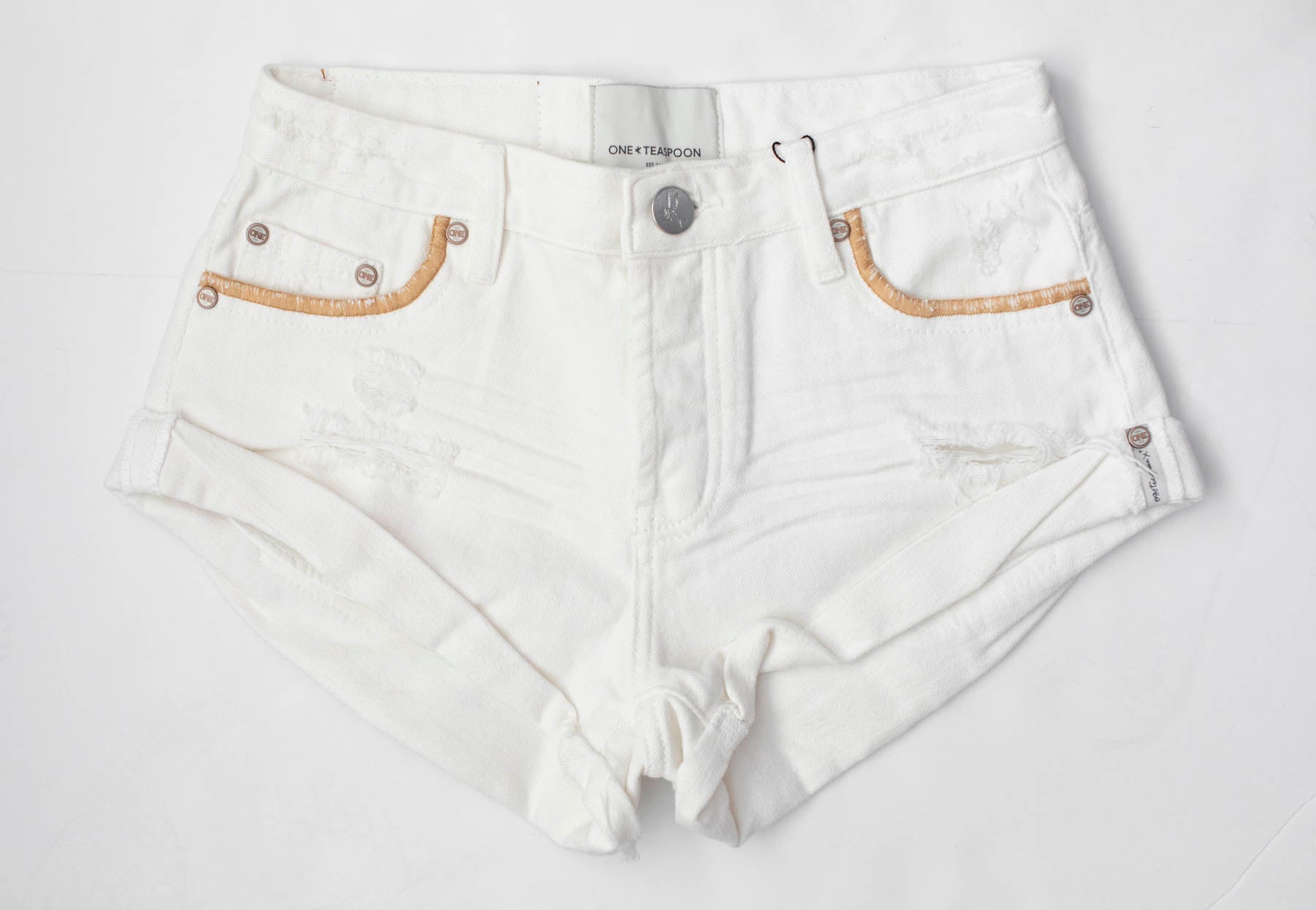 Denim shorts with on sale pearls