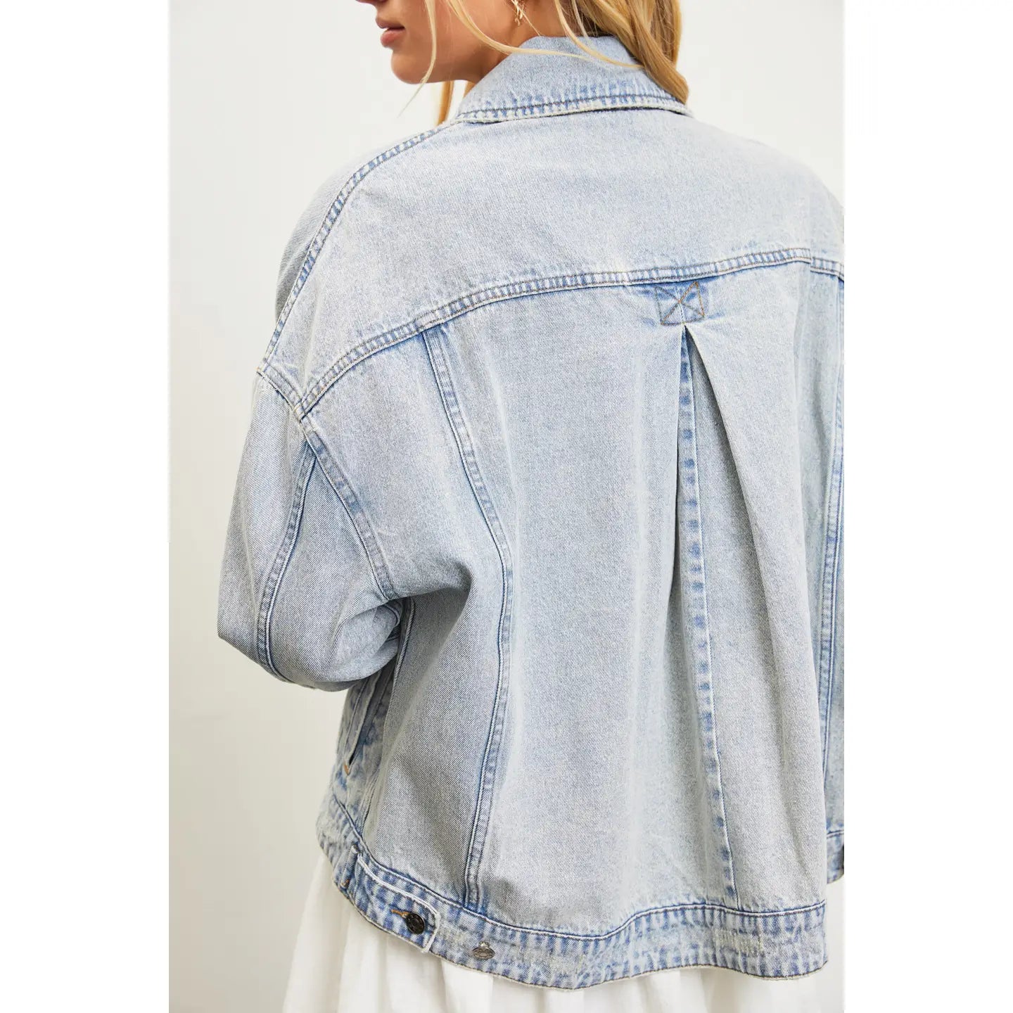 MS Oversized Back Pleated Denim Jacket