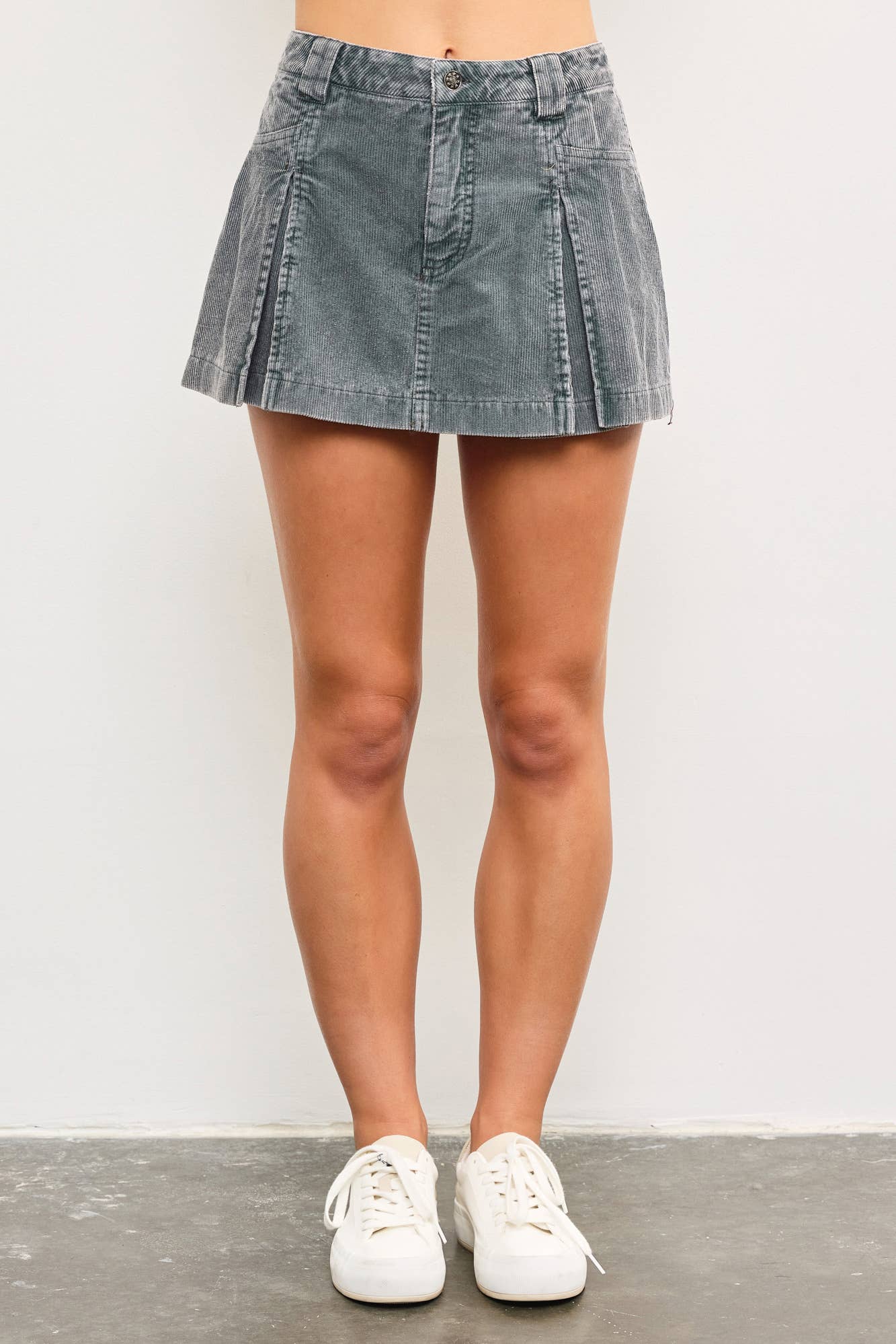 Charcoal Corduroy Mini Skort