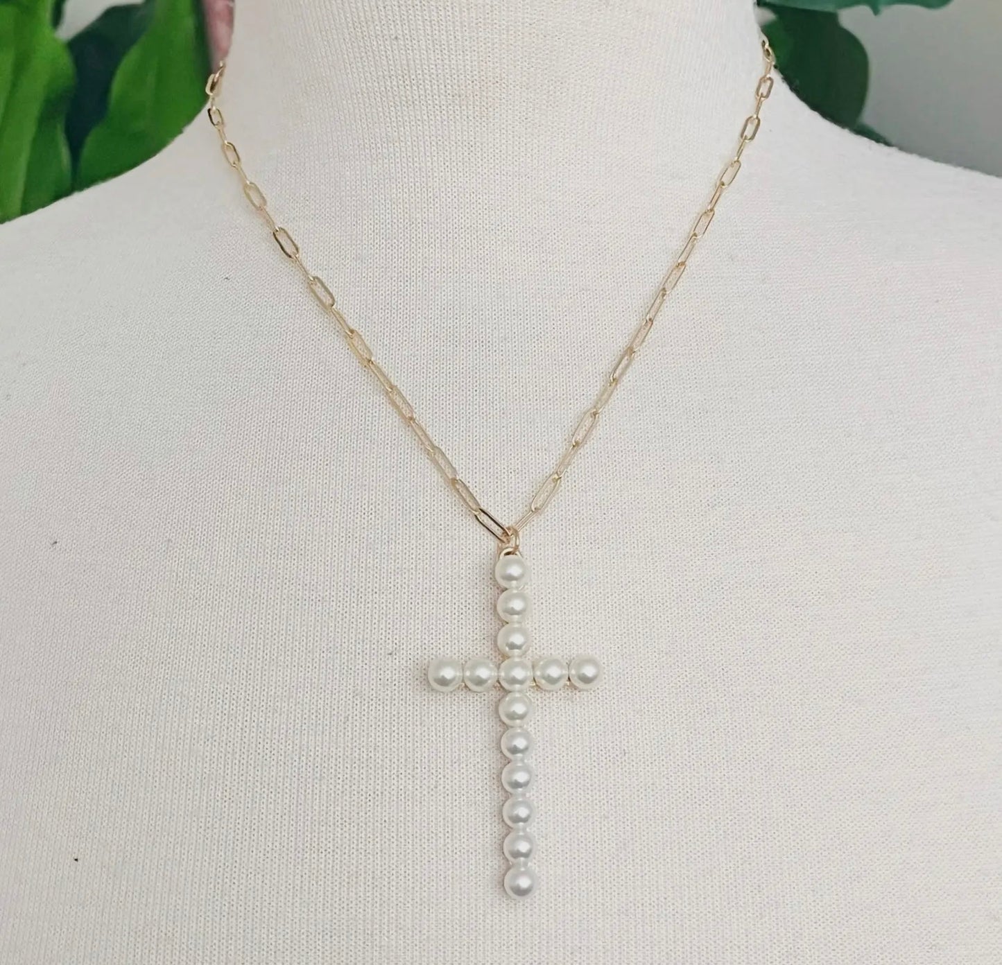 Pearl Cross Pendant Necklace