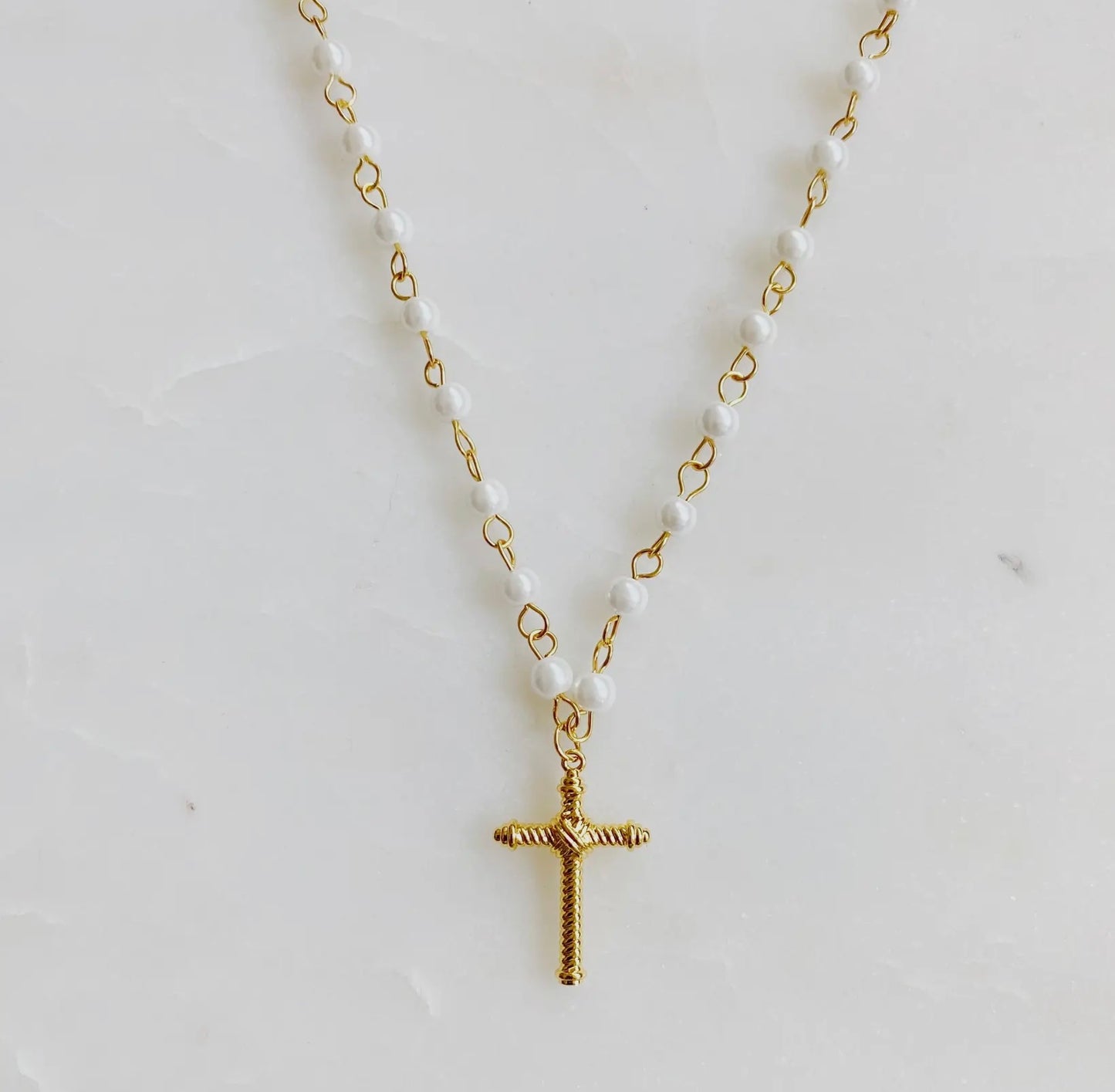 Cabled Cross Pendant Necklace