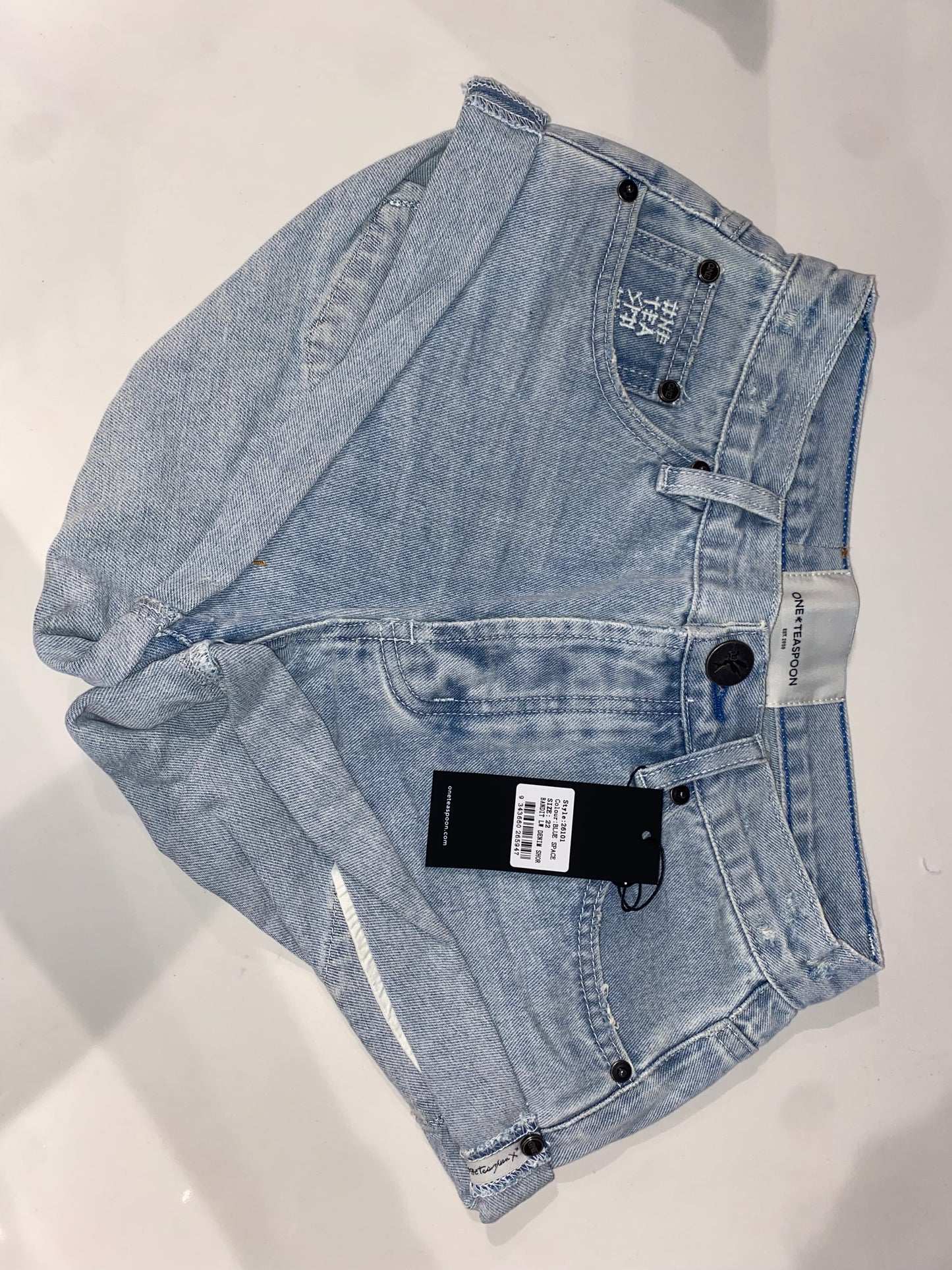 Blue Space Bandit Low Waist Denim Short