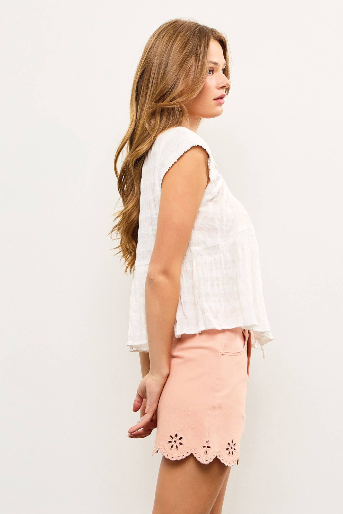 White Front Tie Flare Top