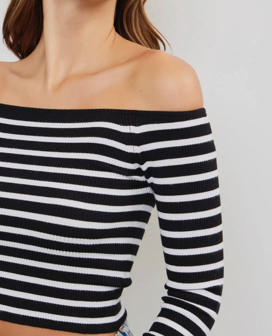 Striped Off Shoulder Sweater