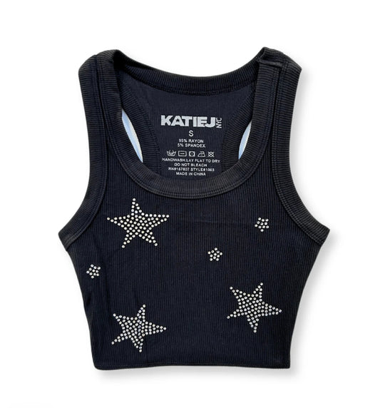 Tween Black with Silver Stars Livi Tank