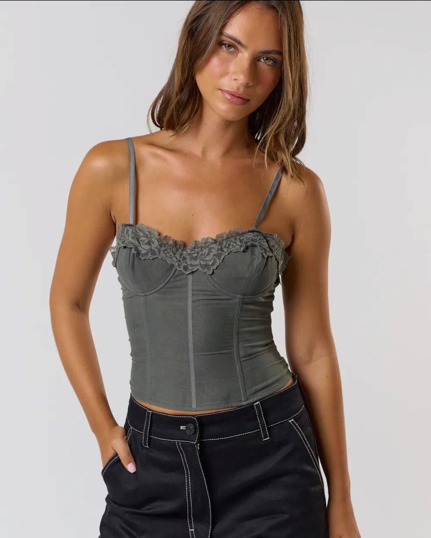 Charcoal Bustier Top