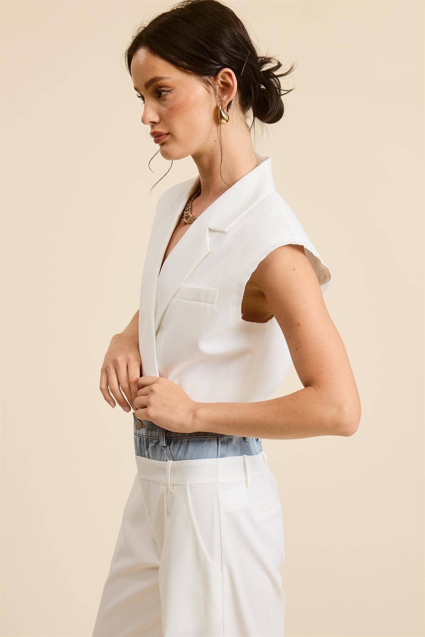 Ivory Sleeveless Vest