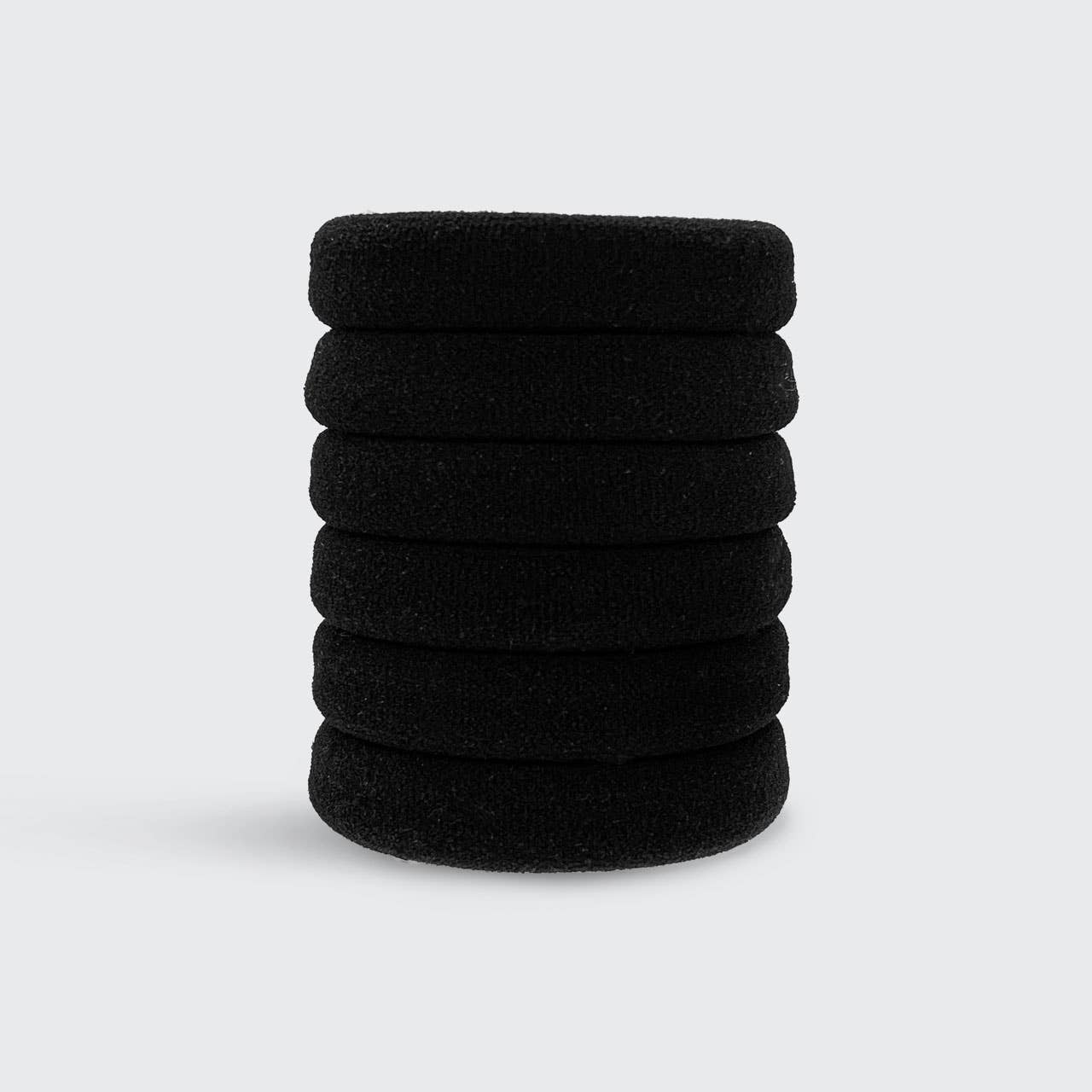 Recycled Nylon Thick Hair Elastics 6pc Set- Black