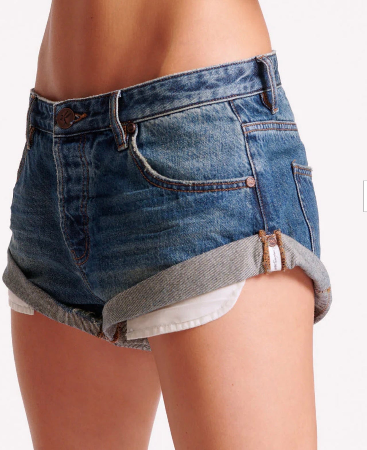 Gritty Blue Bandit Low Waist Denim Short