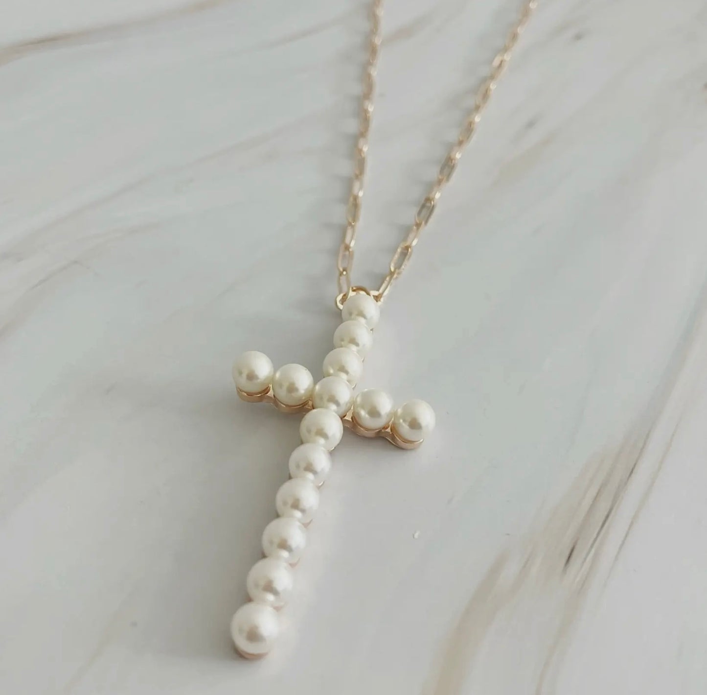 Pearl Cross Pendant Necklace