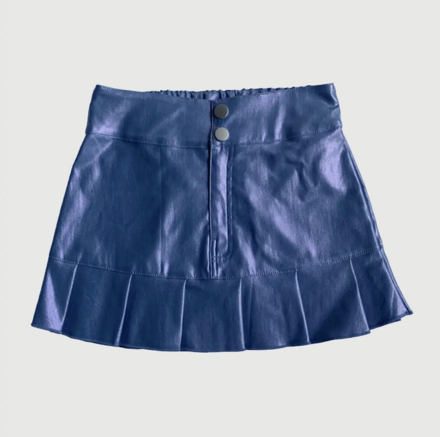 Blue Leather Mini Skirt