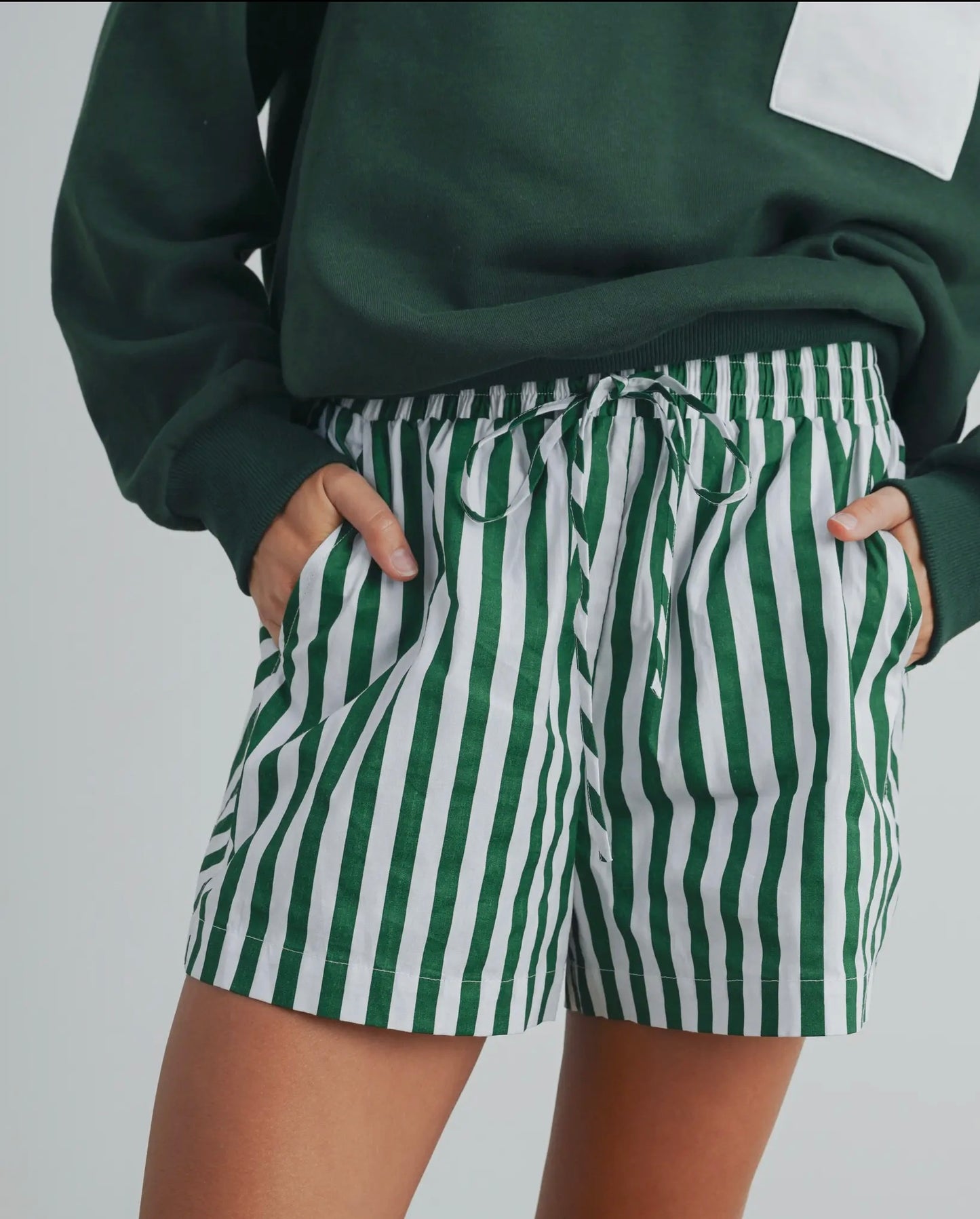 Green Striped Shorts