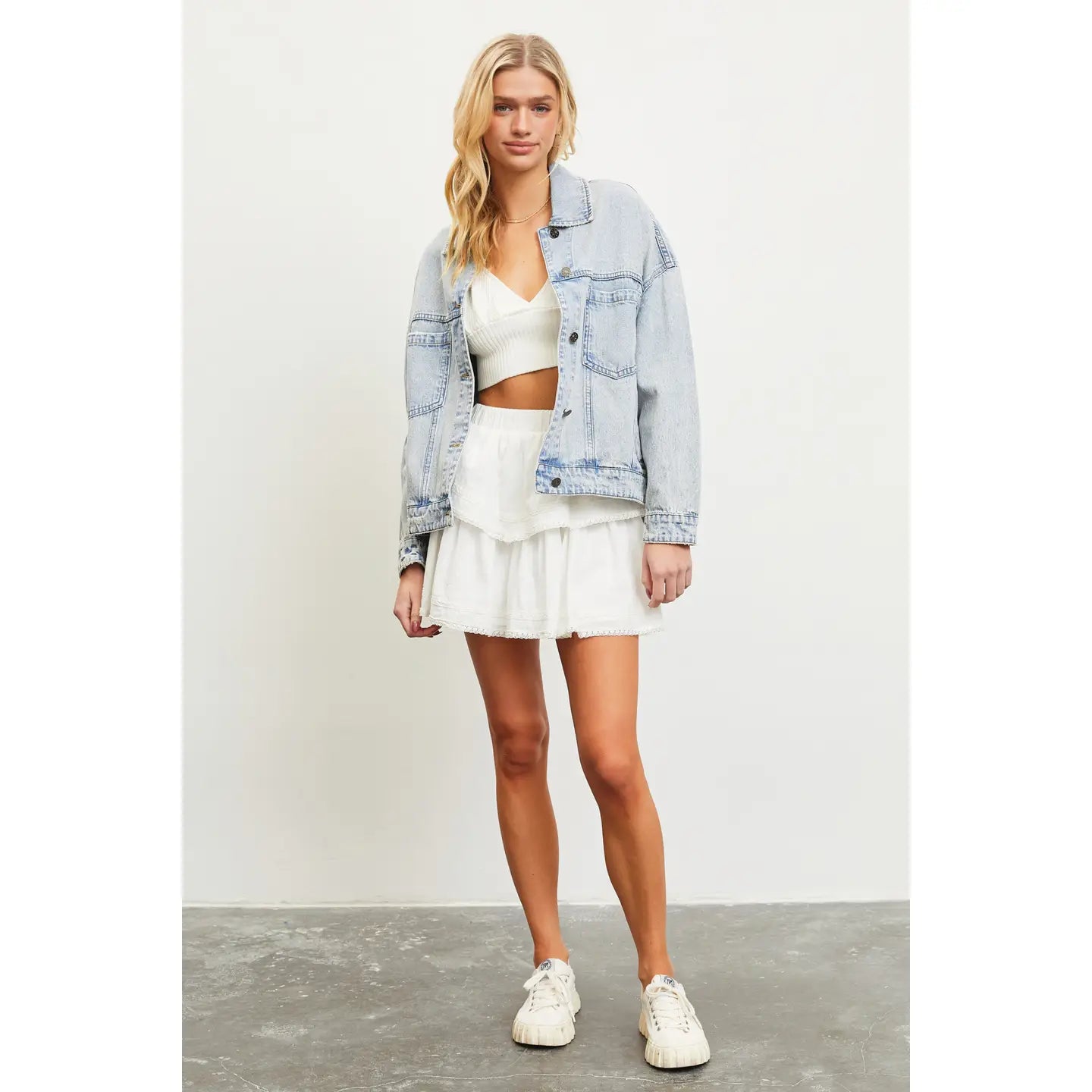 MS Oversized Back Pleated Denim Jacket