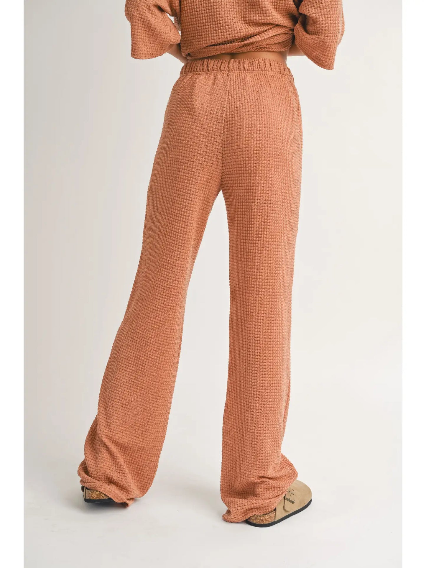 Clay Waffled Fabric Knitted Pants