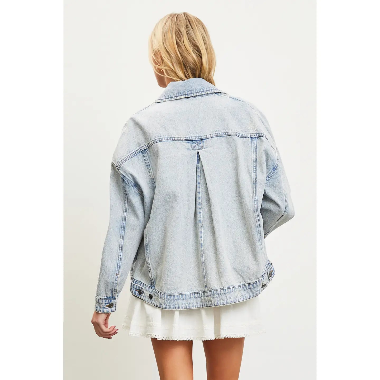 MS Oversized Back Pleated Denim Jacket