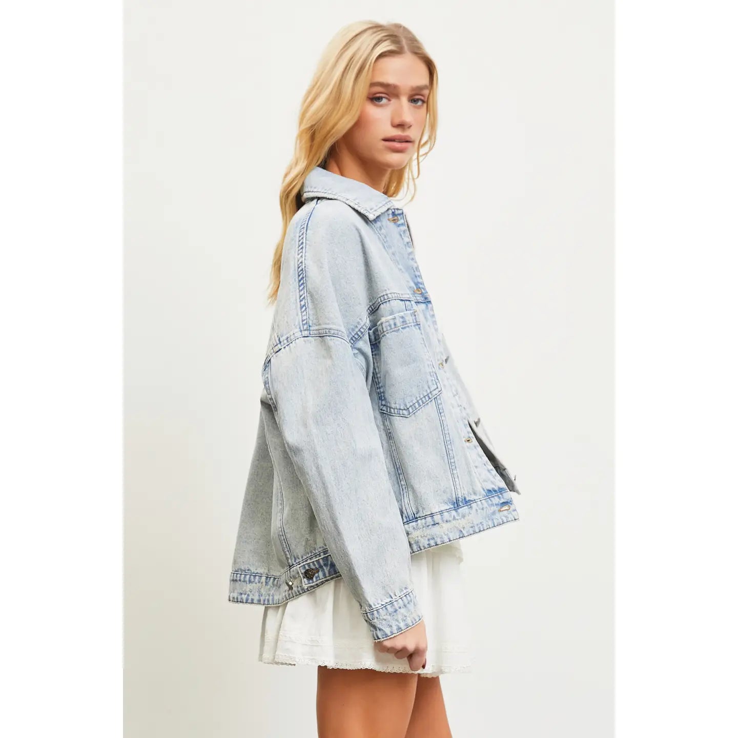 MS Oversized Back Pleated Denim Jacket