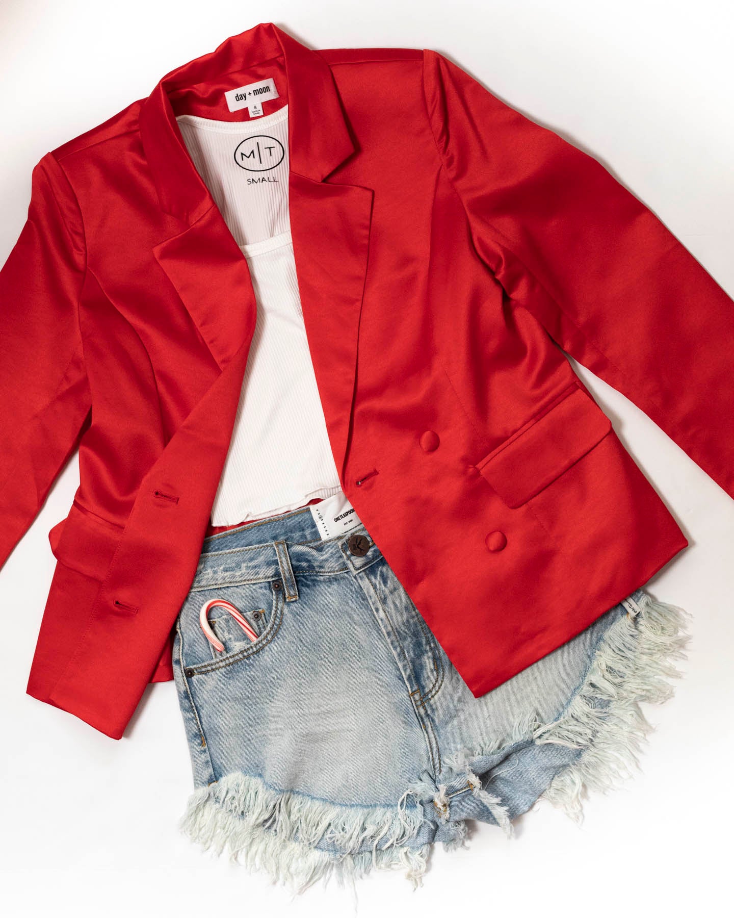 Satin red outlet blazer